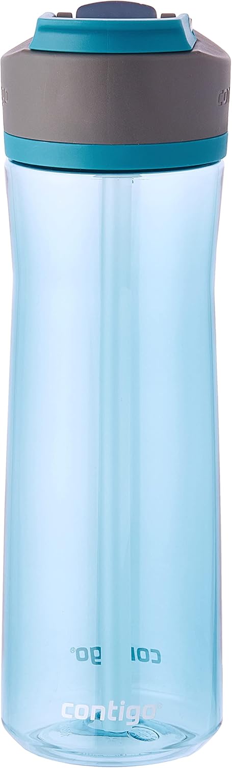 Contigo Ashland 2.0 Leak-Proof Water Bottle with Lid Lock and Angled Straw, Dishwasher Safe, Interchangeable Lid, 2-Pack, 24oz, Juniper/Sake