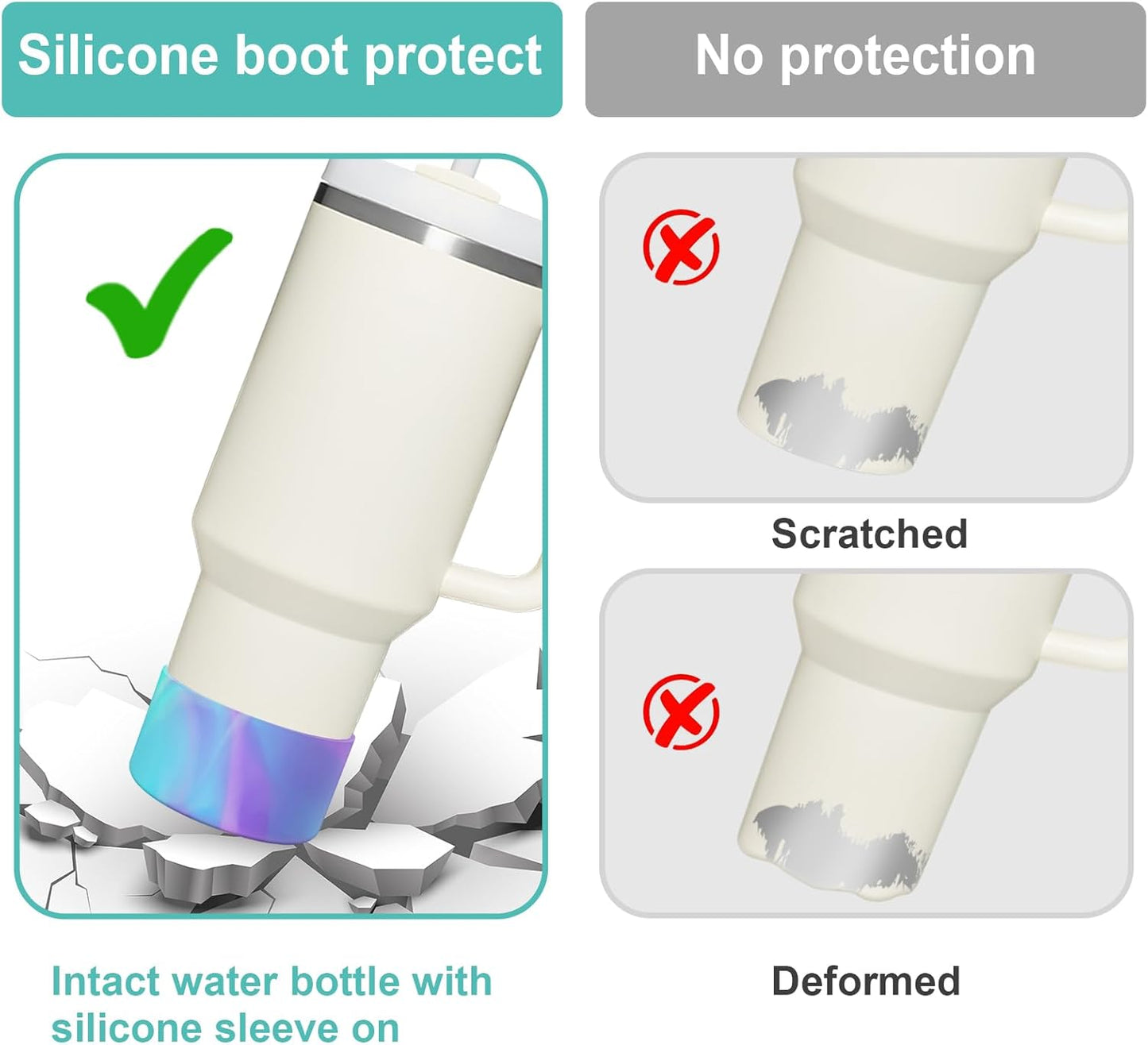 Upgrade 2PCS Protective Silicone Boot Bumper for Stanley Quencher Adventure 40oz 30oz 20oz Tumbler, Water Bottle Bottom Sleeve Cover Accessories for Stanley Mug Cup (Camouflage Blue)