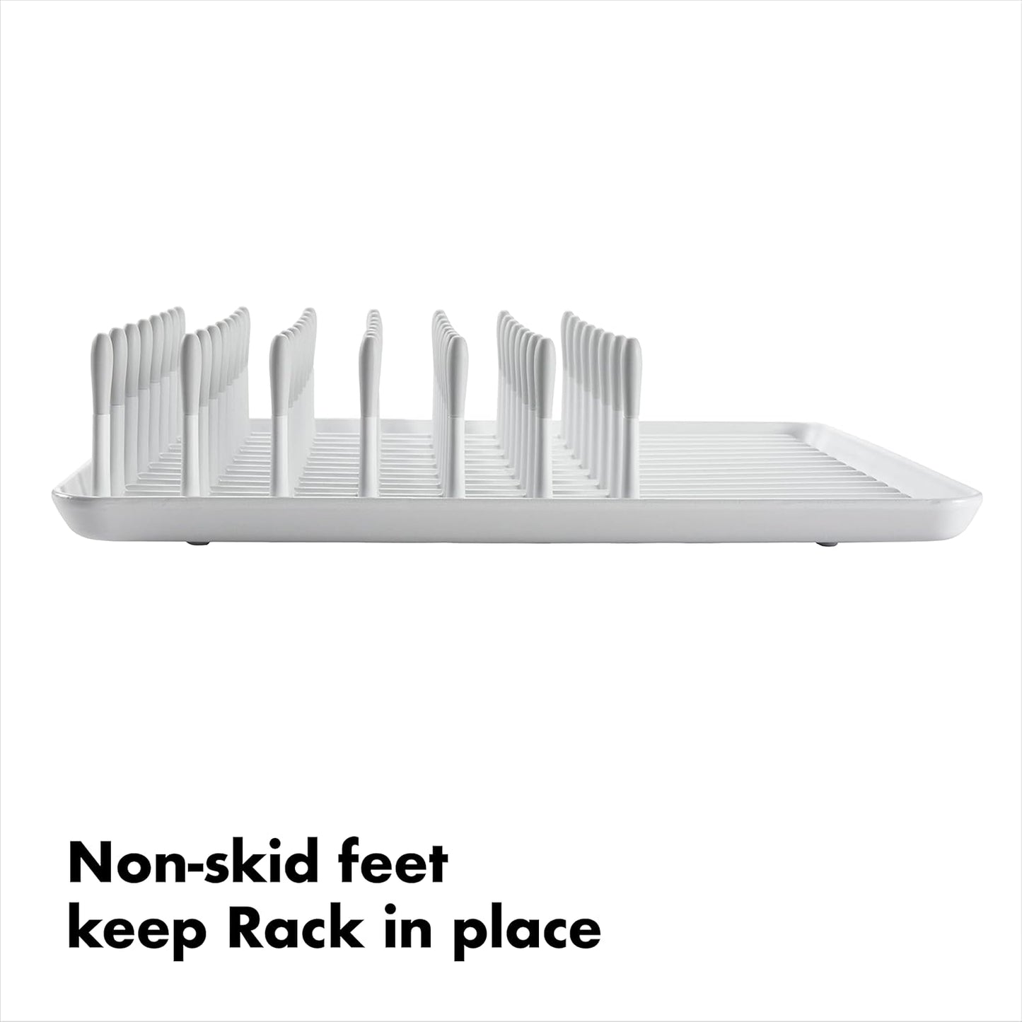 OXO Good Grips Compact Dish Rack Biscuit | For Dishware | 13-3/4 x 10-3/8 x 3-1/2 Inch | Non-Skid Feet | Pack of 4