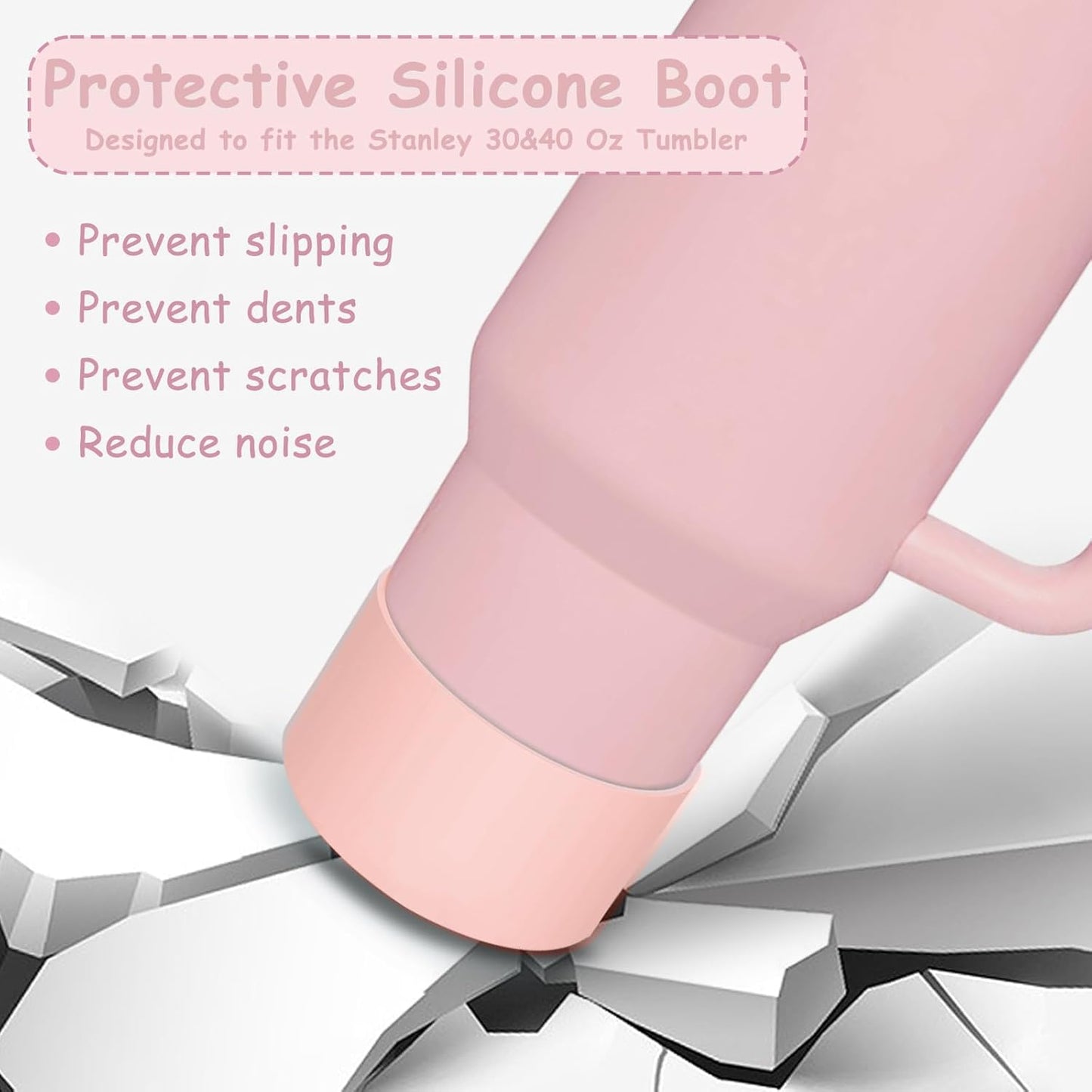 Stanley Cup Accessories Set,Including 2 Pcs 0.4in Straw Cover, 1 Silicone Spill-Proof Stopper Set of 3, 1 Cute Flowers Handle Charm, 1 Silicone Boot Fits Stanley 40&30 Oz Tumbler (Pink 2.0)