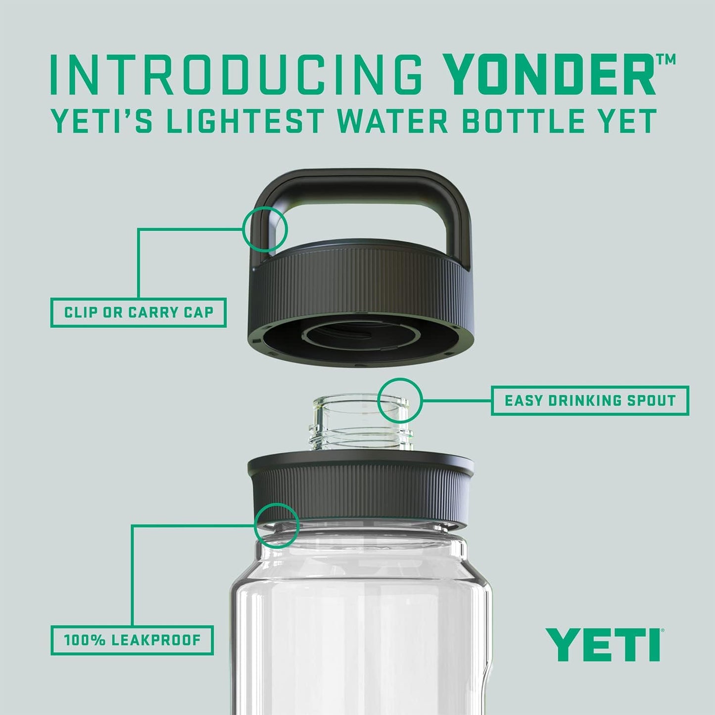YETI Yonder Water Bottle with Yonder Chug Cap, Lightweight, Leakproof and BPA-Free