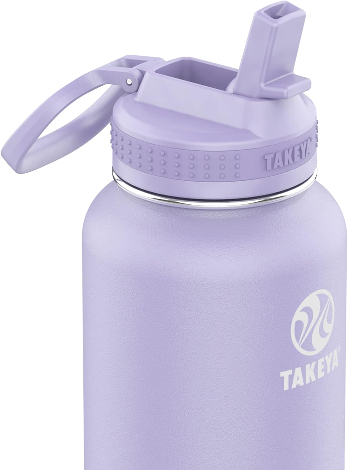 Takeya Actives 32 oz Water Bottle with Straw Lid - Double Wall Stainless Steel Insulation - Dishwasher Safe & BPA-Free - Removable Bumper - Lavender Field