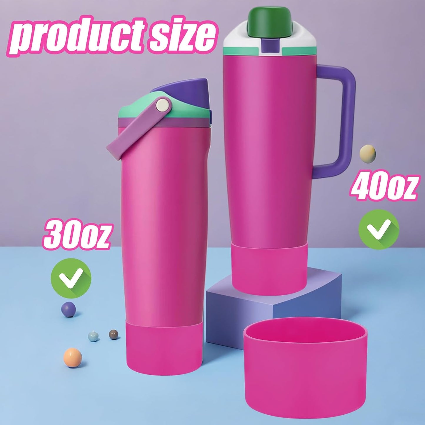 Mity rain 2PCS Protective Silicone Boots for Owala 30oz & 40oz FreeSip Sway Bottles & Tumblers - Accessories for owala, Enhances Stability & Prevents Scratches (Rose Red)