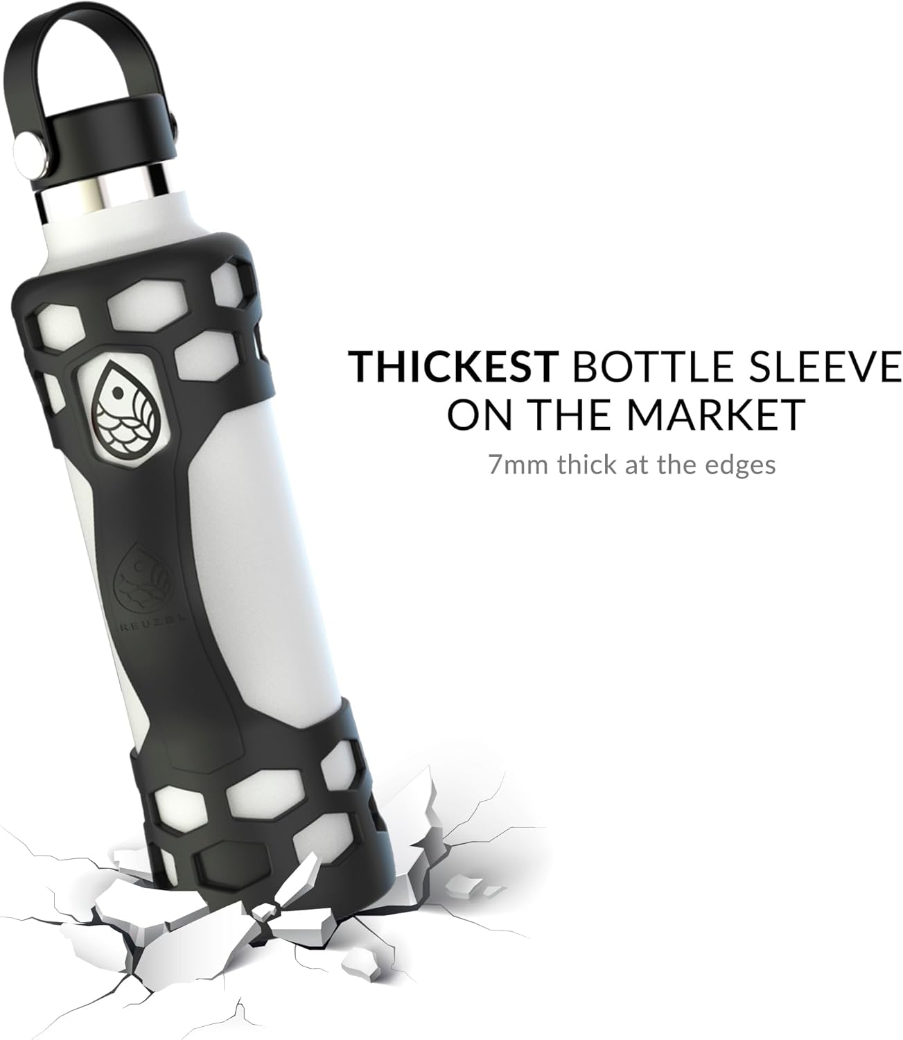 REUZBL Silicone Boot Sleeve Protector with Handle – Compatible with Hydro Flask 40oz, 32oz, 24oz, 21oz – Protective Bottle Bumper for Stainless Steel Water Bottles