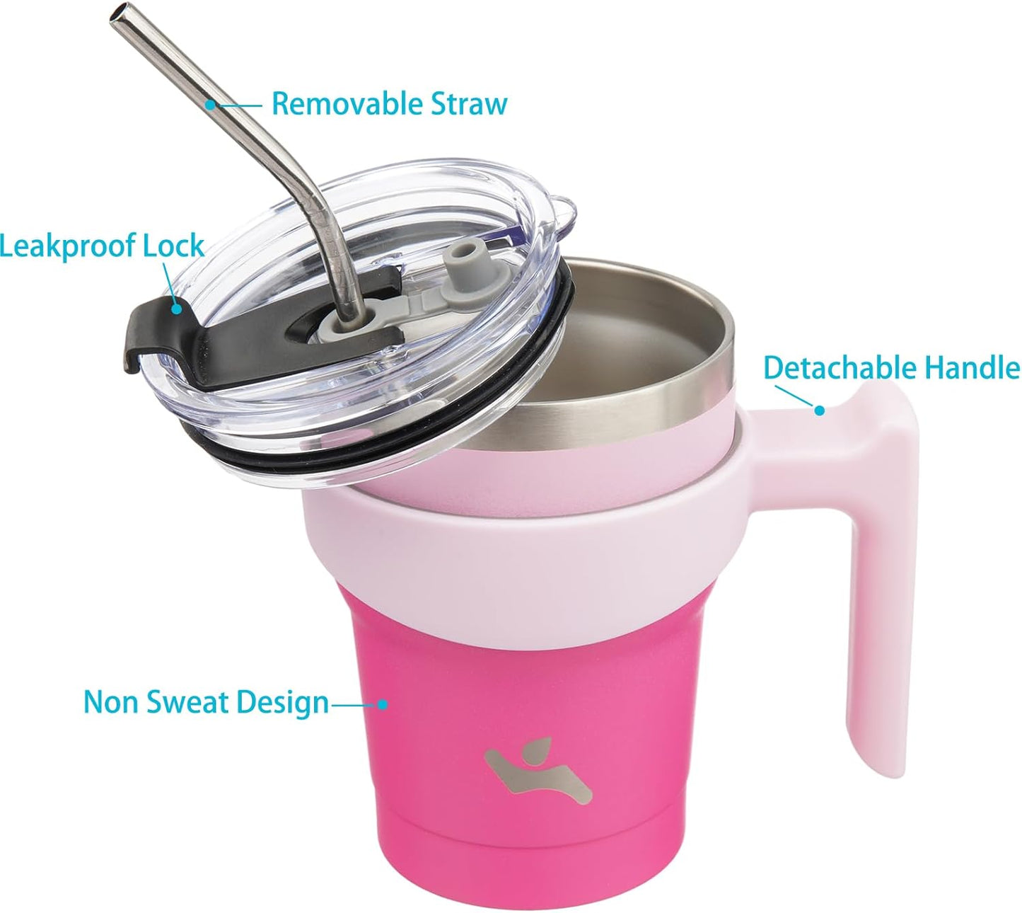 10 oz Tumbler with Handle and 2 Straw 2 Lid, Insulated Water Bottle Stainless Steel Vacuum Cup Reusable Travel Mug, Cherry