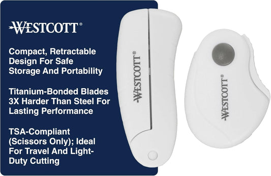 Westcott Titanium-Bonded Minis for Crafts and Sewing, Including Scissors for Fabric and Paper and Rotary Cutter, 2-Piece Set