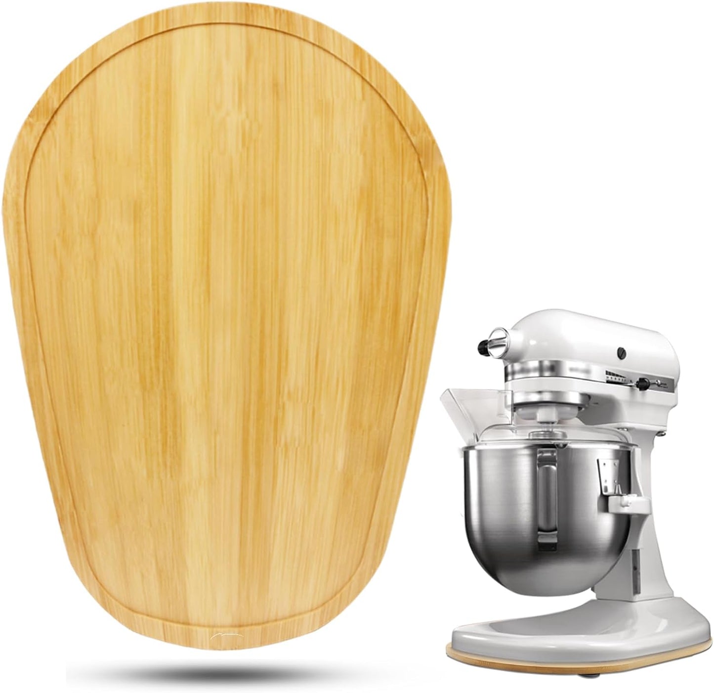 Bamboo Mixer Slider Compatible with Kitchen aid Bowl Lift 5-8 Qt Stand Mixer - Kitchen Countertop Storage Mover Sliding Caddy for Kitchen Aid 5-8 Qt Mixer