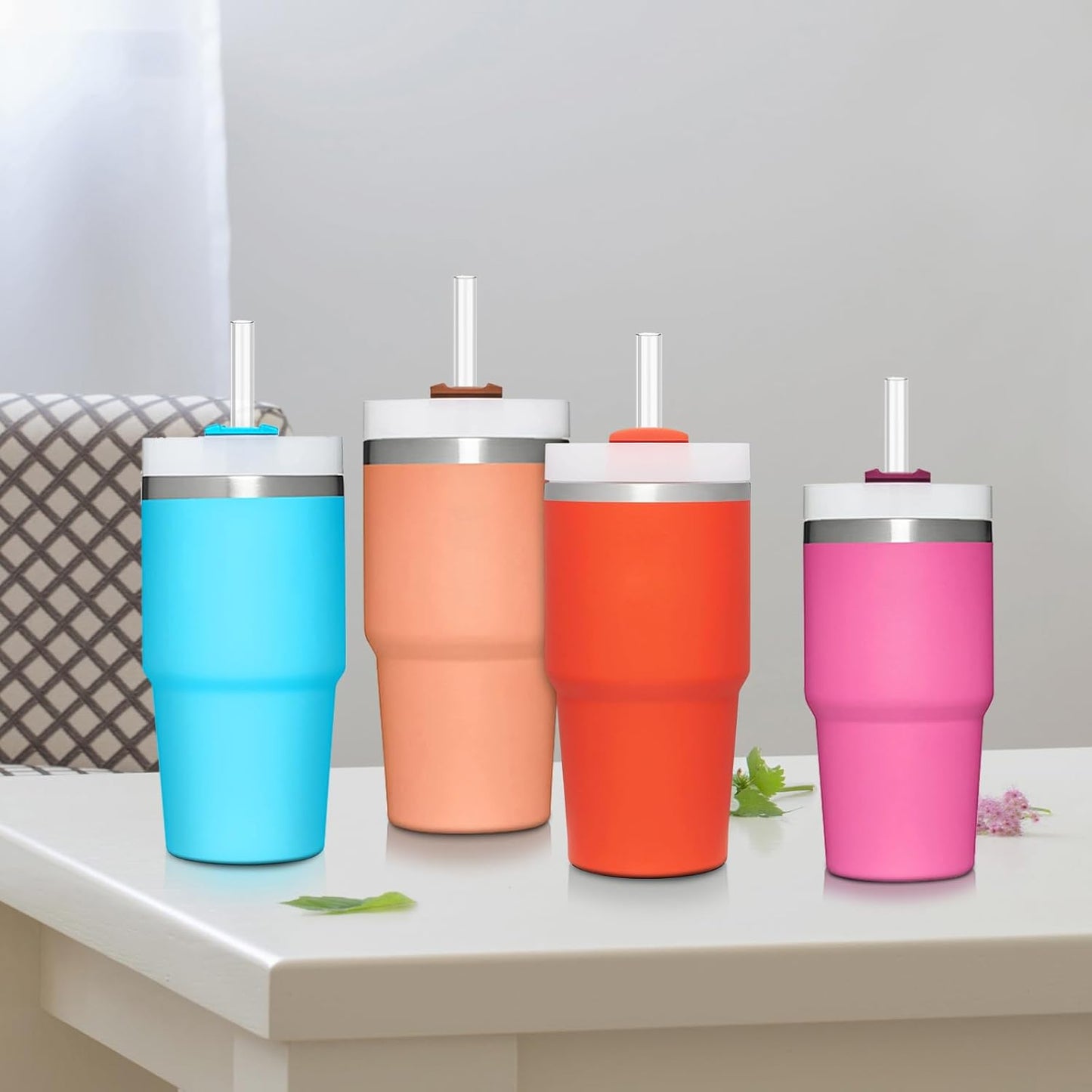 Aillwith 6 PCS Replacement Straws for Stanley Cup 20oz 14oz Tumbler, Reusable Drinking Straws with Cleaning Brush for Stanley Cup Accessorie，BPA Free, Dishwasher Safe