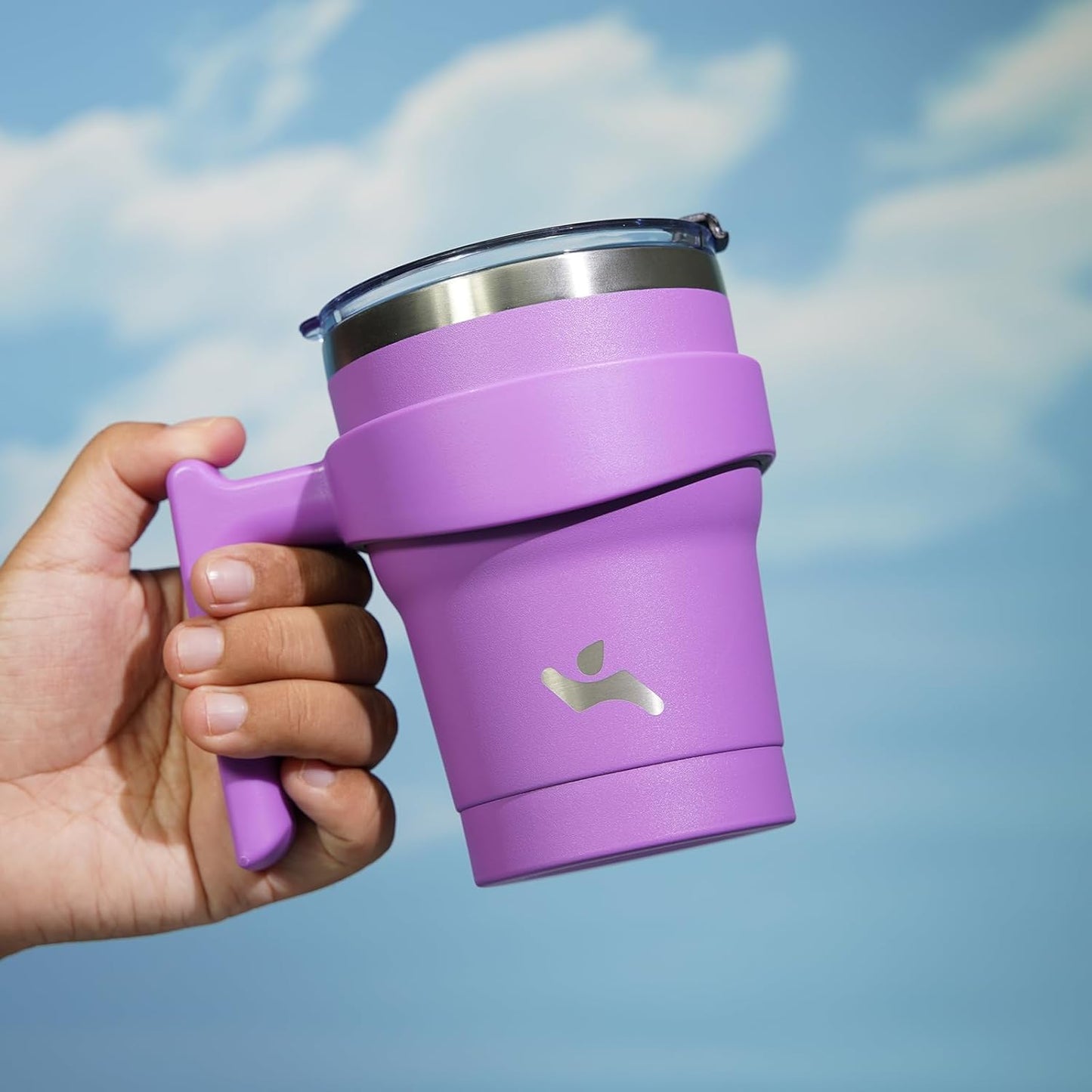 10 oz Tumbler with Handle and 2 Straw 2 Lid, Insulated Water Bottle Stainless Steel Vacuum Cup Reusable Travel Mug,Lavender