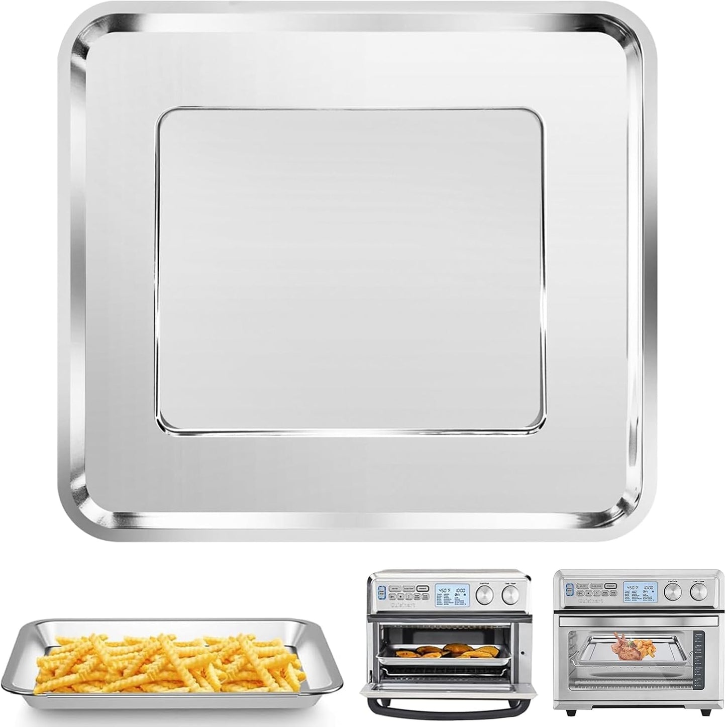 Air Fryer Tray Replacement for Cuisinart TOA-95 Toaster Air Fryer Convection Oven, 14.5 * 11.6'' Non-stick Mesh Air Fryer Steel Basket Wire Rack Accessories Parts, Dishwasher Safe