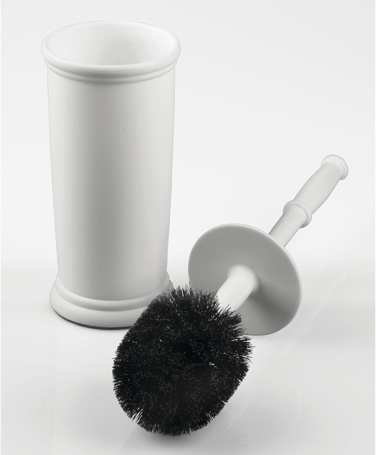 mDesign Toilet Bowl Brush and Holder - Covered Bathroom Toilet Brush - Standing Toilet Bowl Scrubber in Modern Holder - Space Saving, Deep Cleaning Brush for Toilet - Hyde Collection - Light Gray