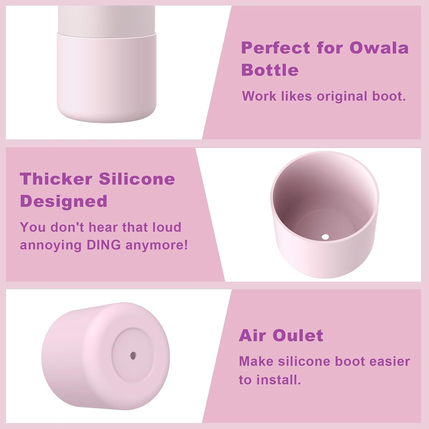 2PCS Silicone Water Bottle Boot for Owala 24oz 32oz 40oz, Protective Bottom Bumper Anti-Slip Sleeve for FreeSip, Twist, and Flip Stainless Steel Bottles, Dishwasher Safe and BPA Free