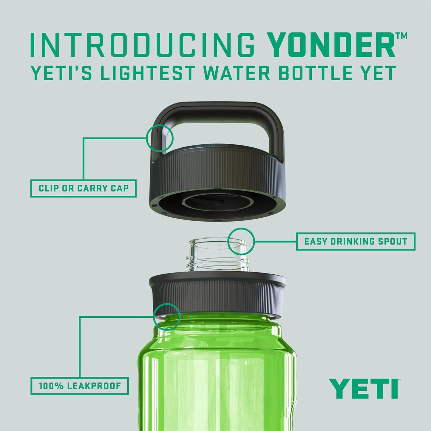 YETI Yonder Water Bottle with Yonder Chug Cap, Lightweight, Leakproof and BPA-Free