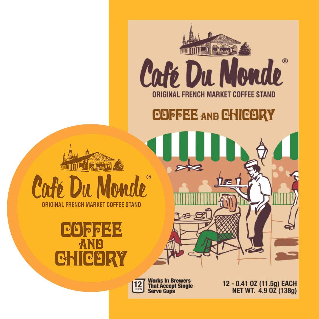 Cafe Du Monde Coffee and Chicory Single-Serve Cup Pods, 12 Count