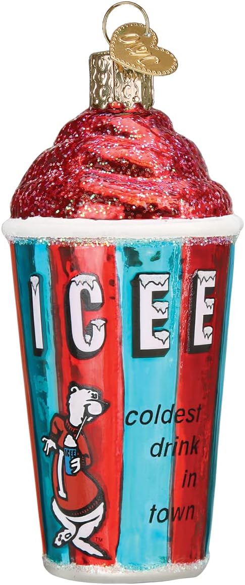 Old World Christmas ICEE Cup Glass Blown Ornament for Christmas Tree, Handcrafted Holiday Decoration, ICEE Collection