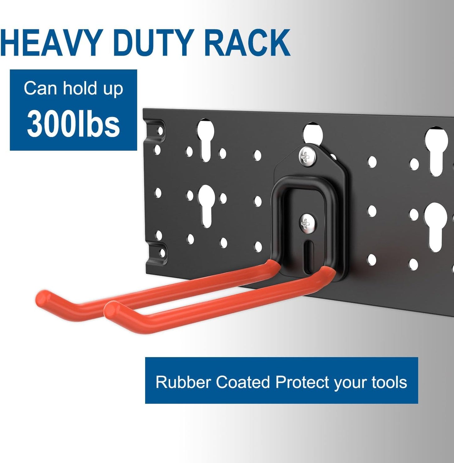 Wallmaster Wall Mount Garage Organizer Tool Storage Rack, Heavy Duty Folding Chair Hangers with 8 Adjustable Hooks, 48-inch Tracks, Max Load 300lbs