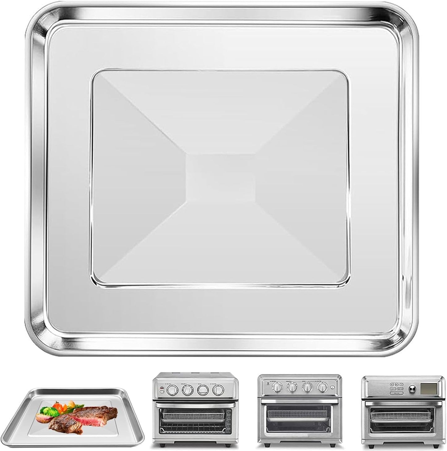 Air Fryer Tray Replacement for Cuisinart TOA-60 TOA-65 TOA-70 Toaster Air Fryer Convection Oven, 12.2 * 11'' Non-stick Mesh Air Fryer Steel Basket Wire Rack Accessories Parts, Dishwasher Safe