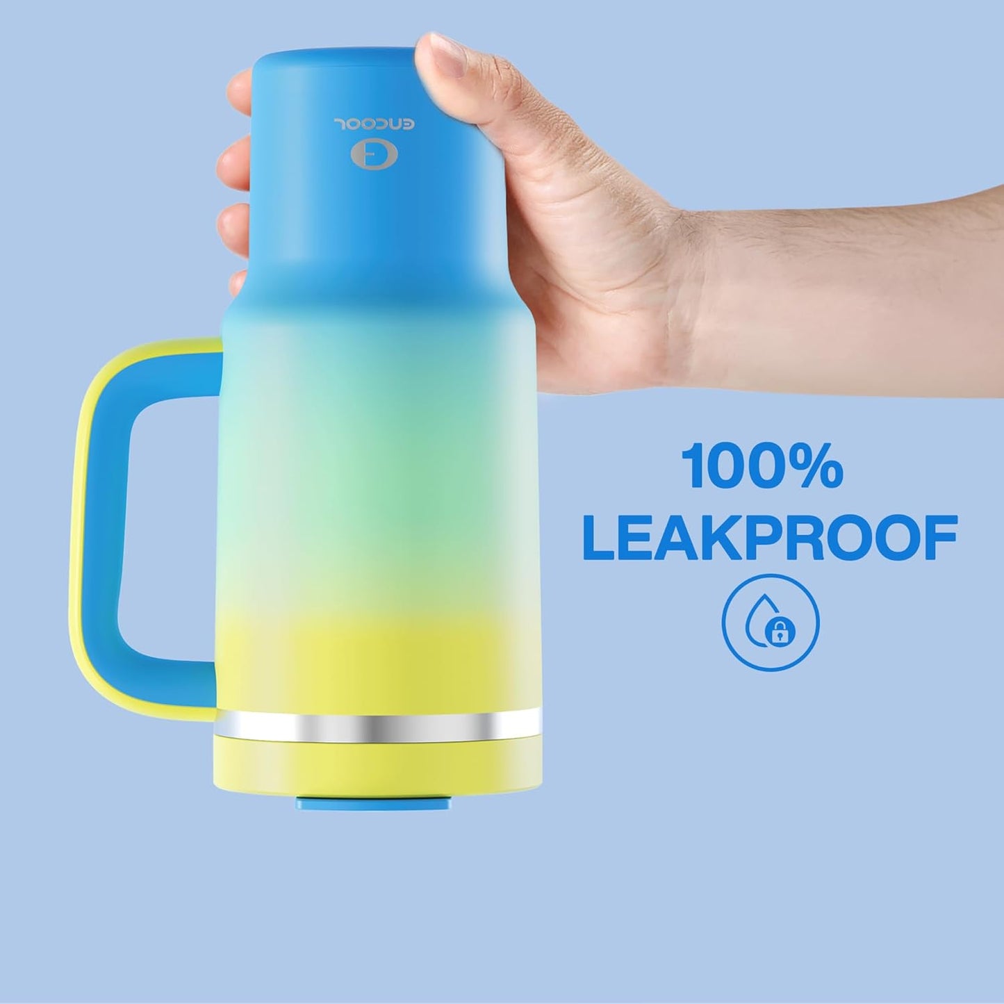 32 oz Tumbler with Handle and Straw: Stainless Steel Insulated Tumbler Keeps Cold for 24 Hours, Leakproof Travel Cup Fits in Cup Holder and BPA-Free, Soft Lagoon