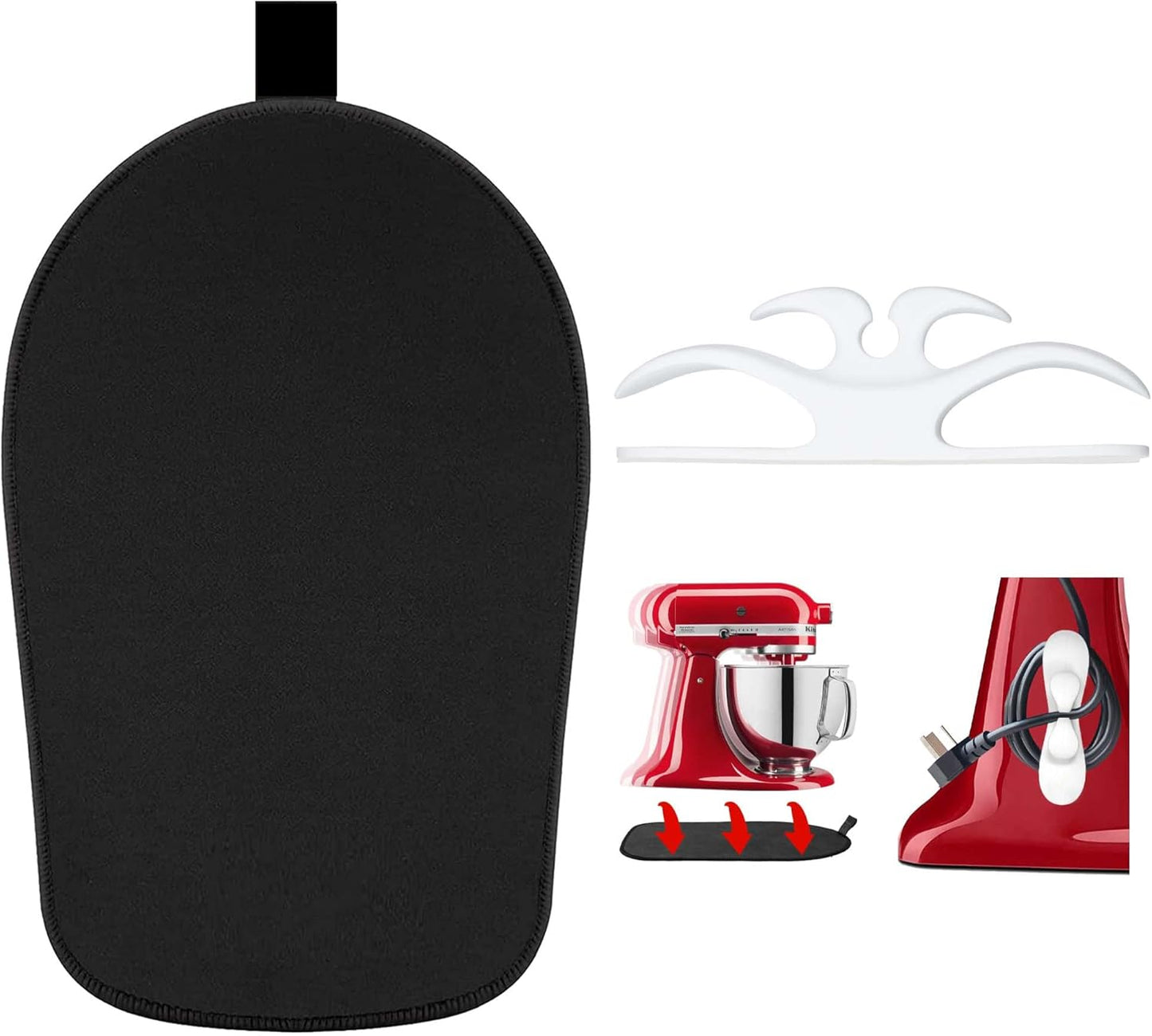 Sliding Mat for Kitchenaid Mixer, Mixer Mover Slider Pad 4.5-5 Qt Tilt-Head Stand Kitchen Appliance Mat, Aid Accessories with White Cord Organizer