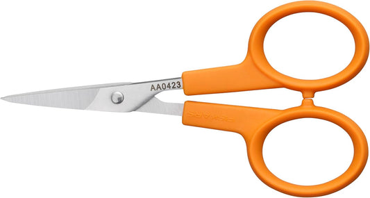 Fiskars Orange-Handled Straight Detail Scissors, Stainless Steel Blades, Ambidextrous Double-loop Handle