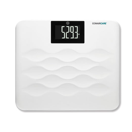 Conair Bathroom Scale for Body Weight, FSA/HSA Eligible High-Capacity Talking Bathroom Scale in both English and Spanish - 660 lb. Enhanced Weight Limit with XL Backlit LCD Display, Anti-Slip Platform