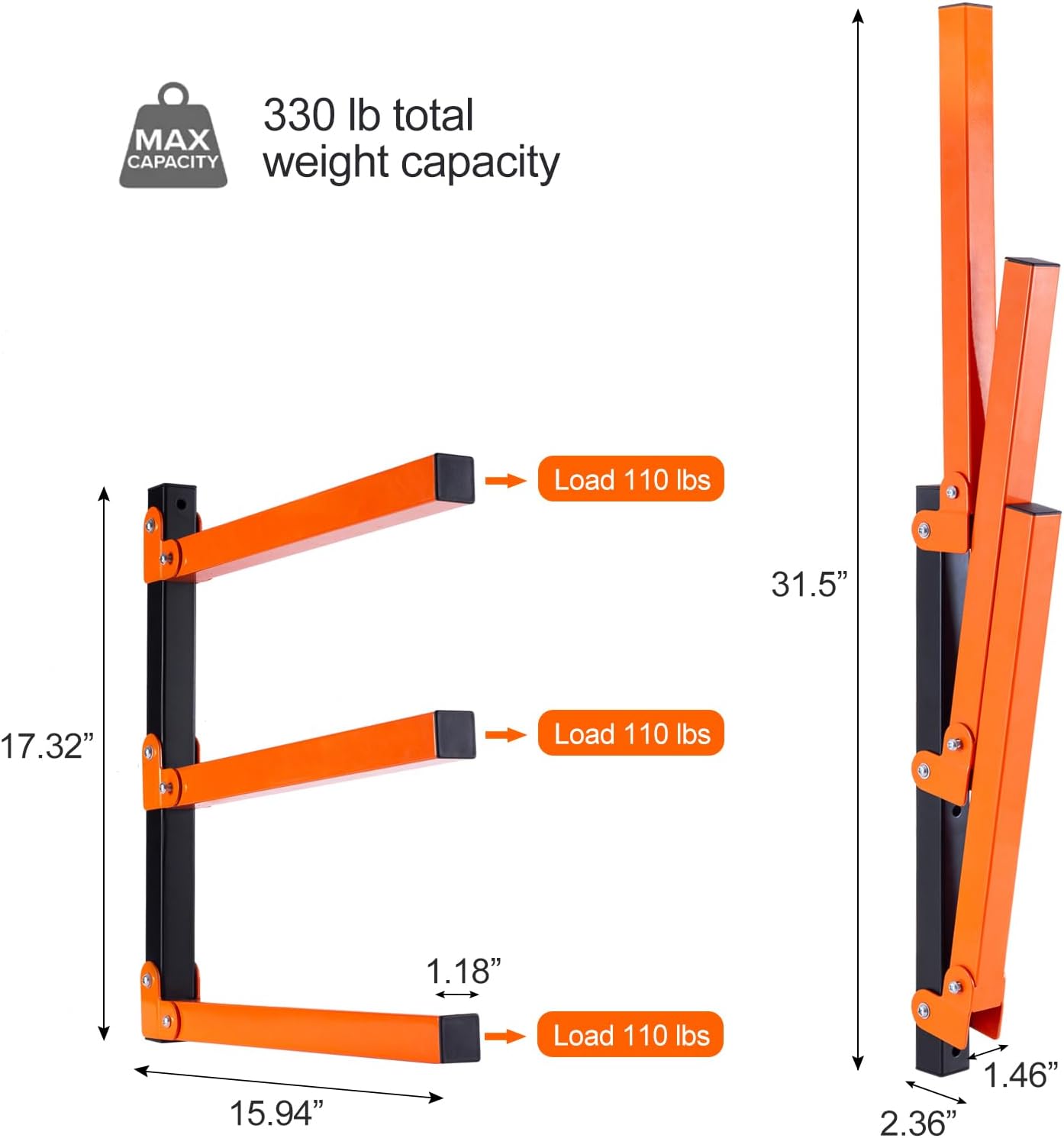 Ultrawall Wall Mount Wood Organizer Racks, Lumber Storage Metal Racks Wood Storage Racks with 3-Level (3 Pack)