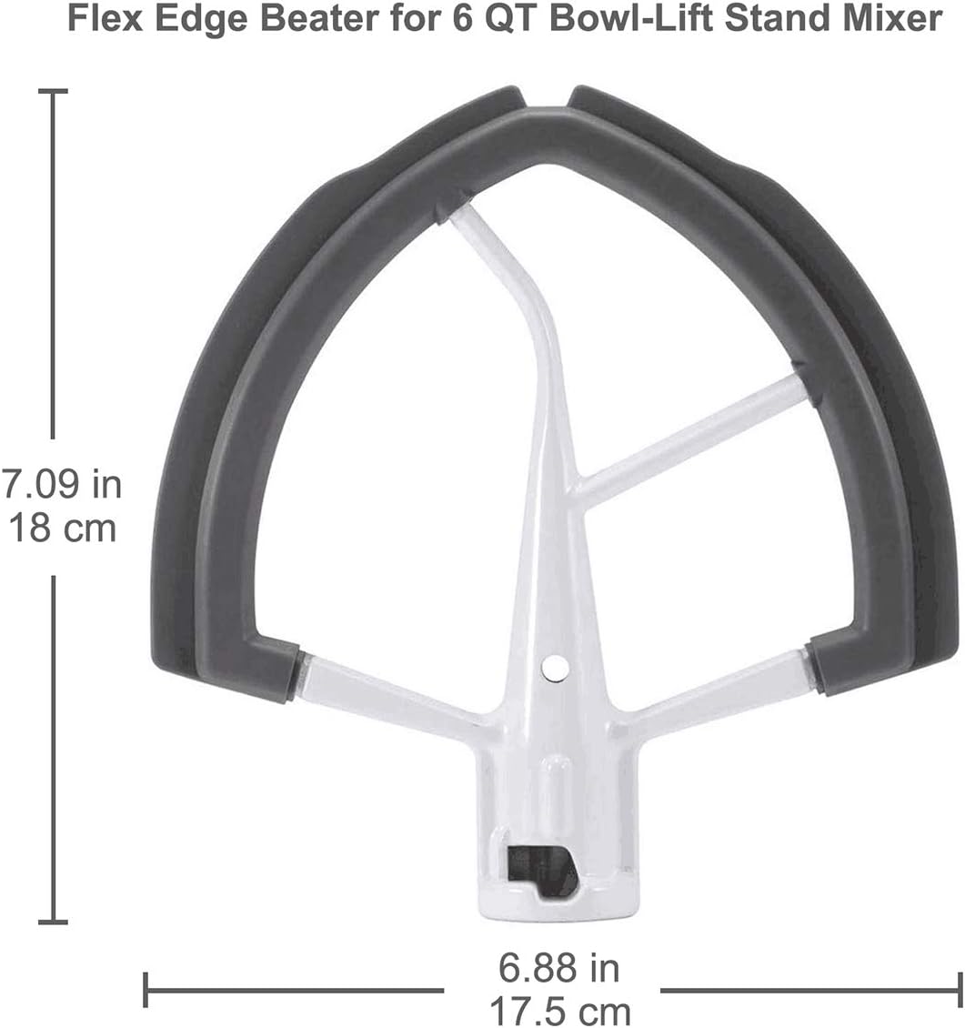 Flex Edge Beater for Kitchen Aid Mixer 6 Quart Bowl-Lift Stand Mixer Bowls, 6 QT Flat Edge Beater with Flexible Silicone Edges Bowl Scraper