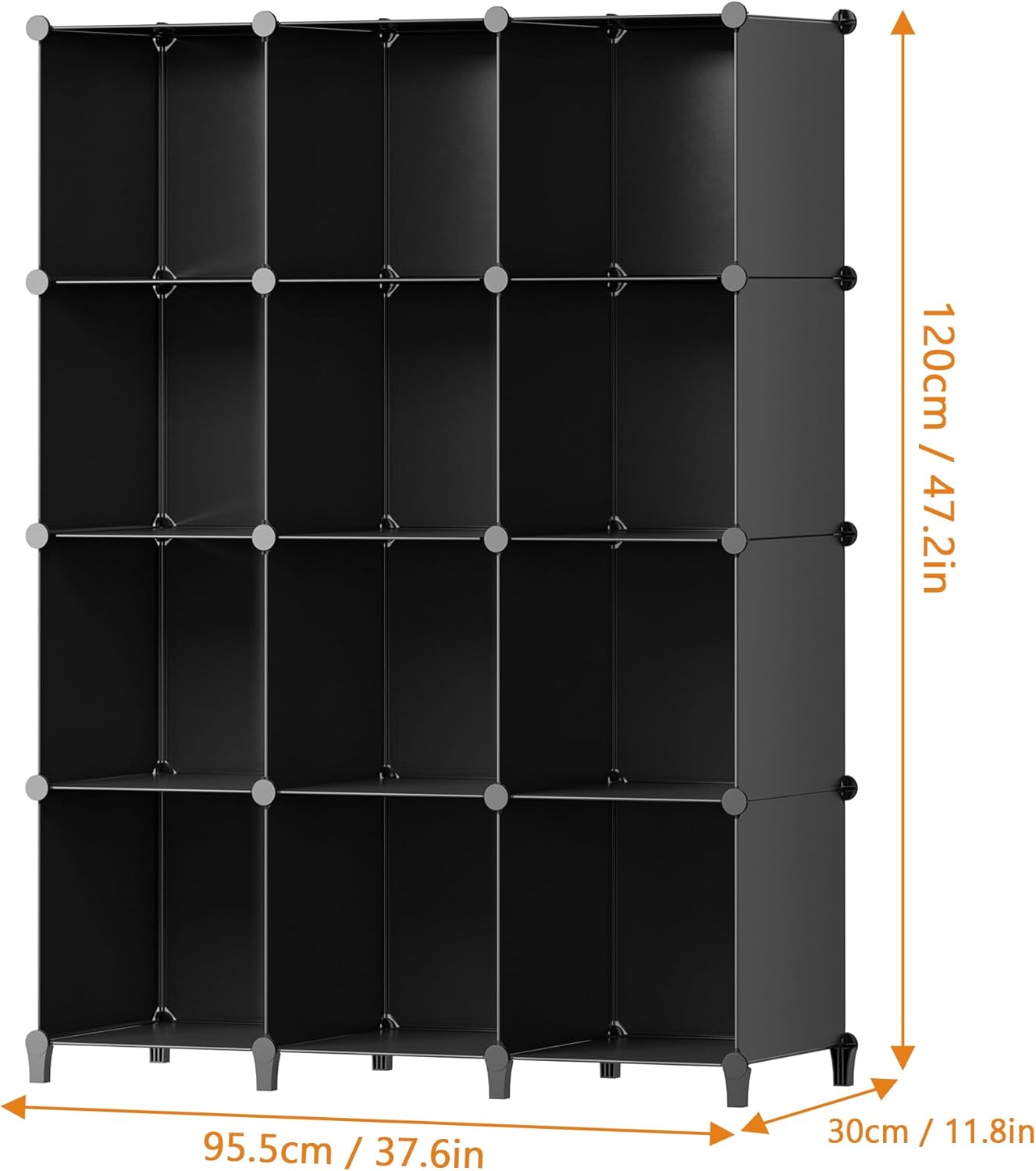 HOMIDEC Closet Organizers and Storage, 12 Cube Storage Organizer, Portable Closet Organization Clothes Shelves for Kids, Closet, Bedroom, Bathroom, Office, Black