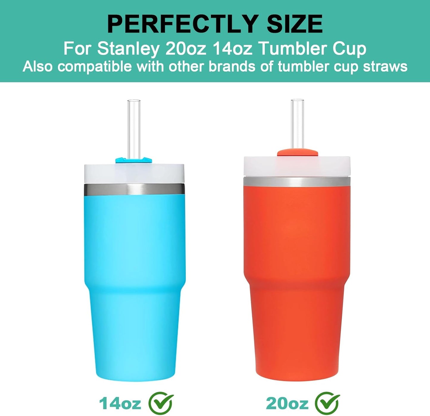 Aillwith 6 PCS Replacement Straws for Stanley Cup 20oz 14oz Tumbler, Reusable Drinking Straws with Cleaning Brush for Stanley Cup Accessorie，BPA Free, Dishwasher Safe