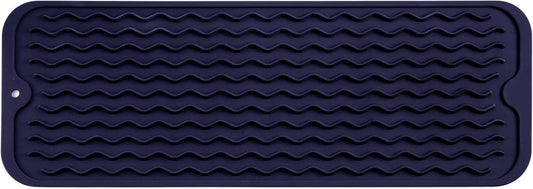 Silicone Dish Drying Mat for Multiple Usage,Easy clean,Eco-friendly,Heat-resistant Silicone Mat for Kitchen Counter,Sink,Bar,Bottle,or Cup Navy Blue M 17 inches x 6 inches