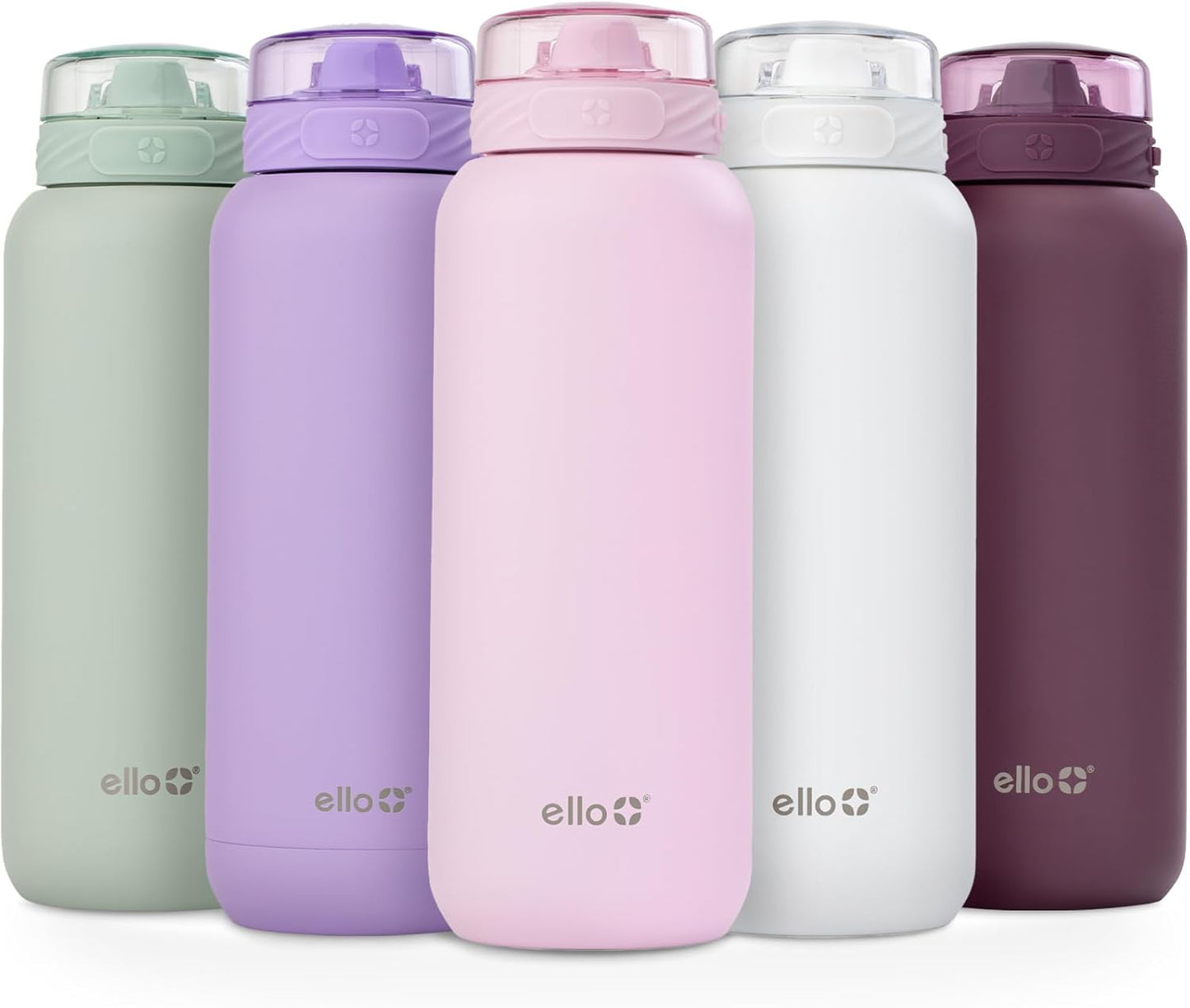 Ello Cooper Vacuum Insulated Stainless Steel Water Bottle with Soft Straw and Carry Loop, Double Walled, Leak Proof, Cashmere Pink, 32oz