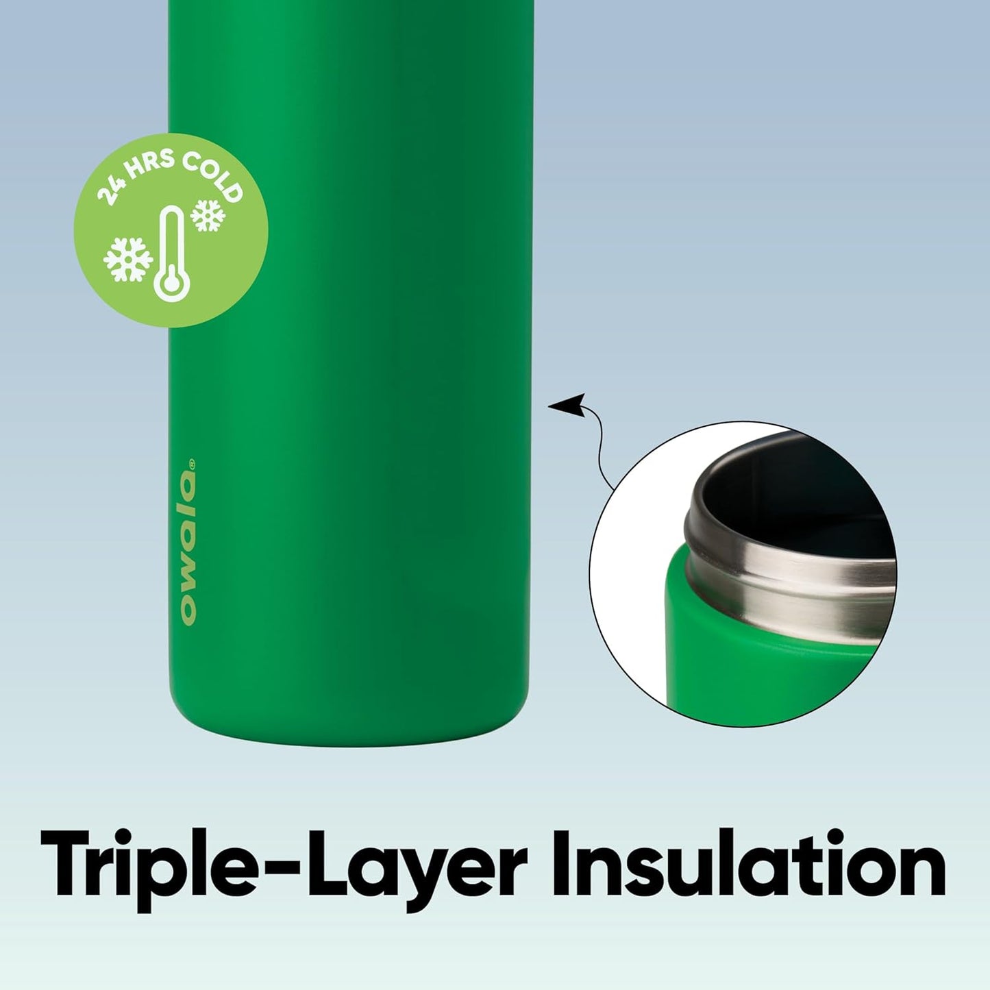 Owala FreeSip Insulated Stainless Steel Water Bottle with Straw, BPA-Free Sports Water Bottle, Great for Travel, 24 Oz, Putting Green