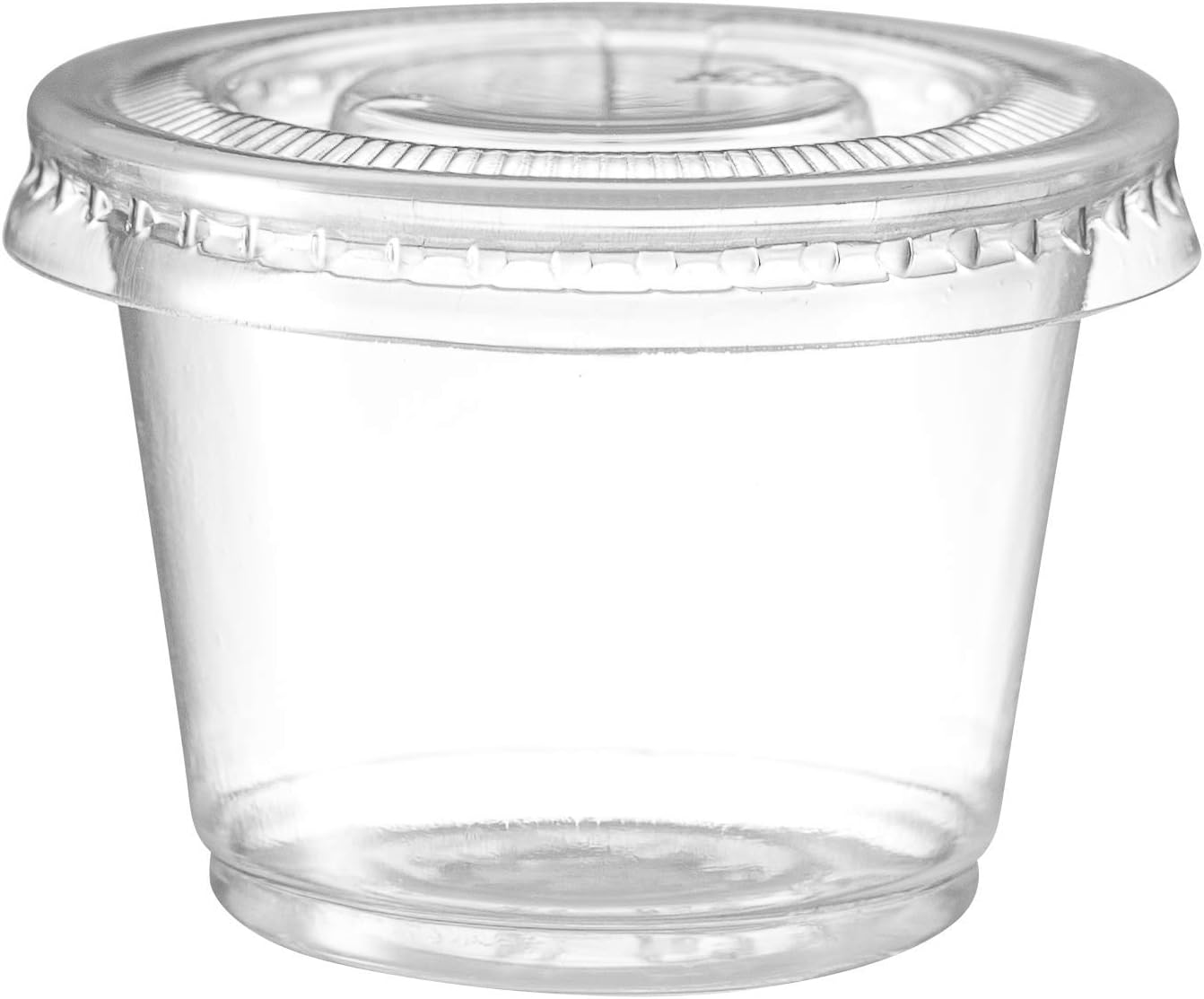 Portion Cups with Lids (1 Ounces, 200 Pack) | Disposable Plastic Cups for Meal Prep, Portion Control, Salad Dressing, Jello Shots, Slime & Medicine | Premium Small Plastic Condiment Container