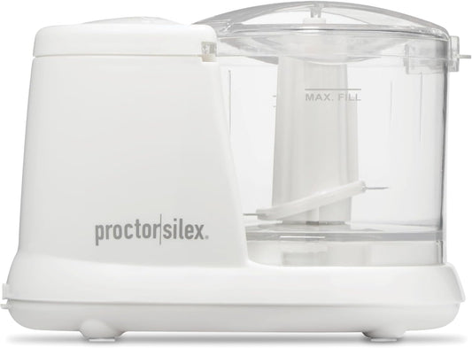 Proctor Silex Durable Electric Vegetable Chopper & Mini Food Processor for Chopping, Puree & Emulsify, 1.5 Cup, White