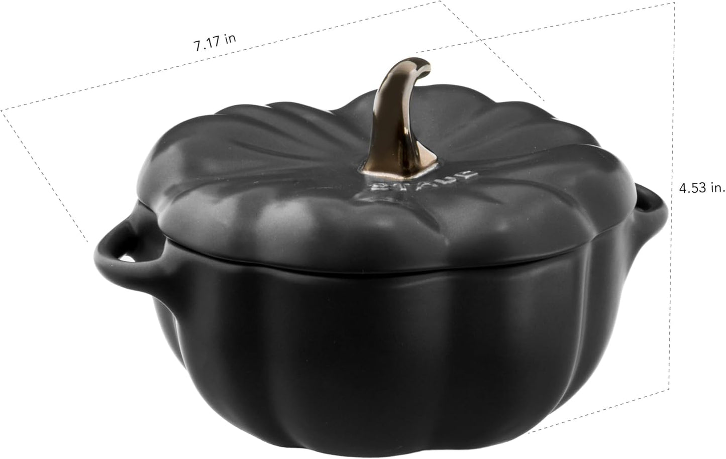 STAUB Ceramic 0.75-qt Petite Ceramic Pumpkin, Oven & Stove Safe up to 572°F, Pumpkin Dish, Ceramic Baking Dish, Candy Dish, Matte Black