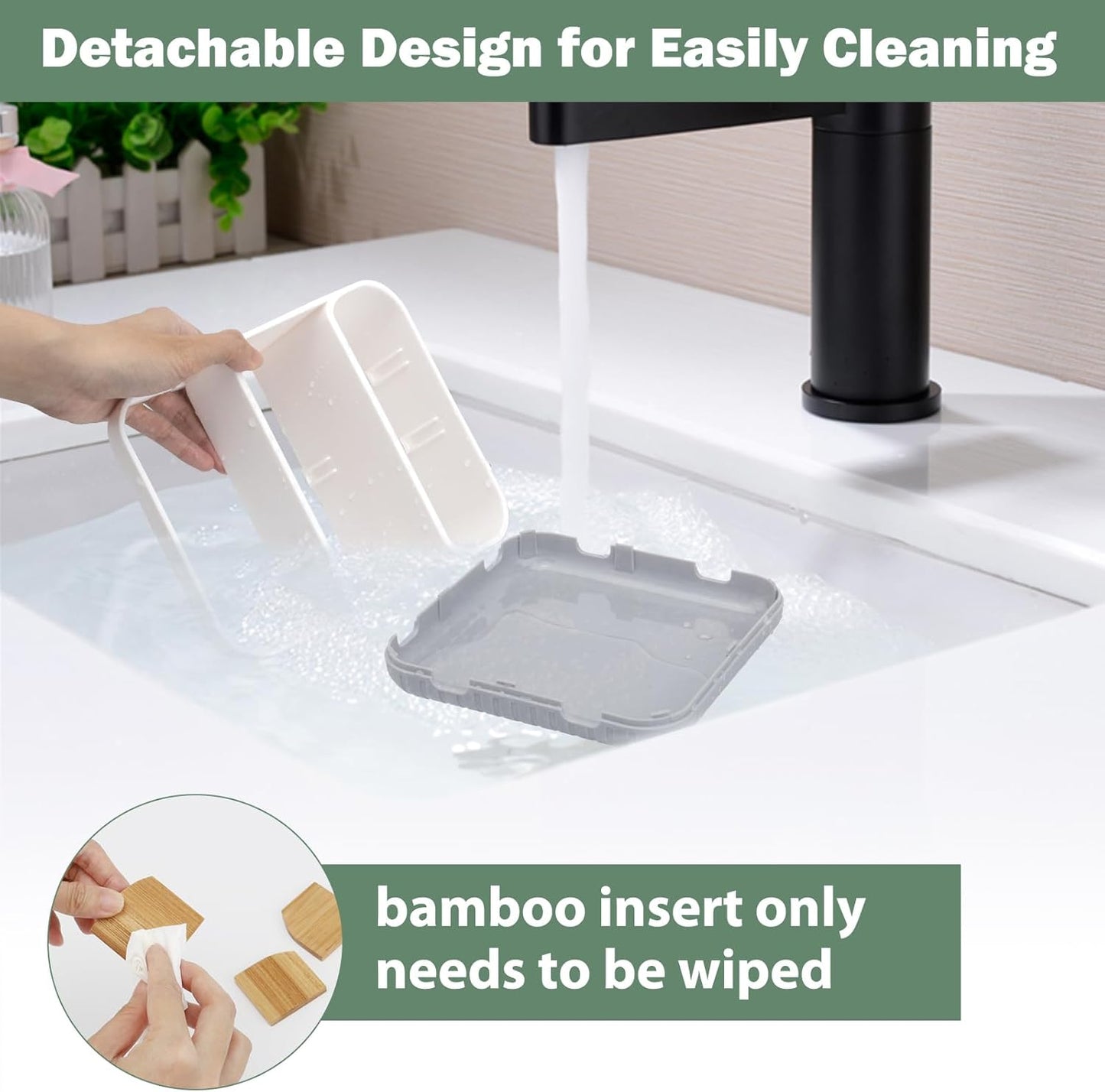 Chintu Bathroom Toothbrush Holders for Countertop - Electric Toothbrush Organizer 6 Slots Tooth Brush Organization for Kids Family, Toothpaste Holder for Bathroom Vanity Organizer Storage White