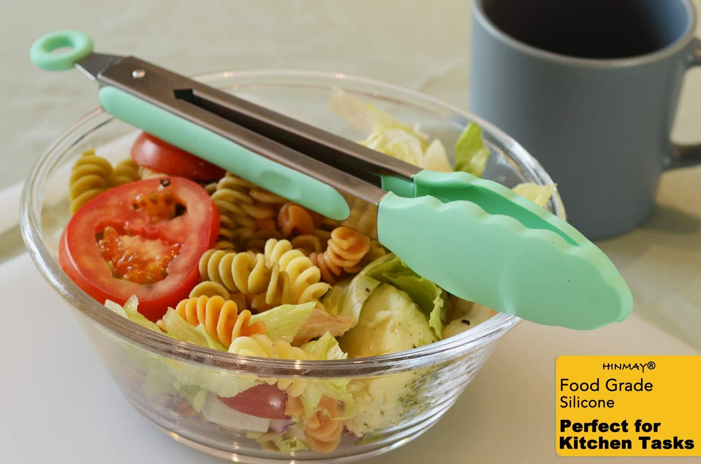 Kitchen Cooking Tongs with Silicone Tips 9-Inch Food Tongs, Set of 3 (Mint)