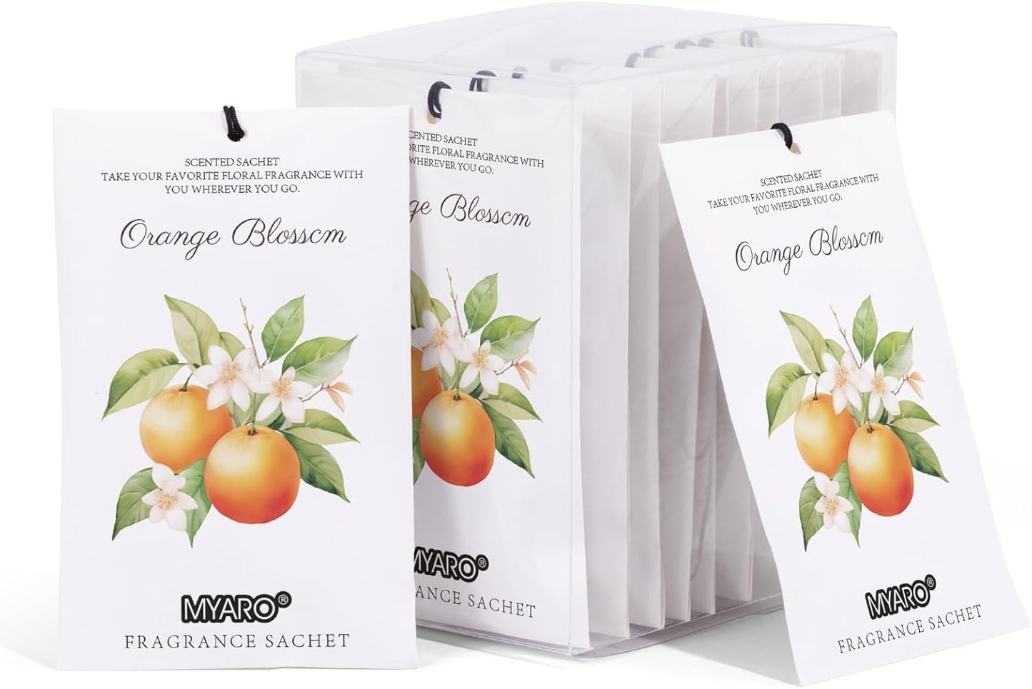 MYARO 12 Packs Orange Blossom Fall Scent Sachets for Drawer and Closet - Long Lasting Bathroom Odor Deodorizer Car Air Frehener for Home
