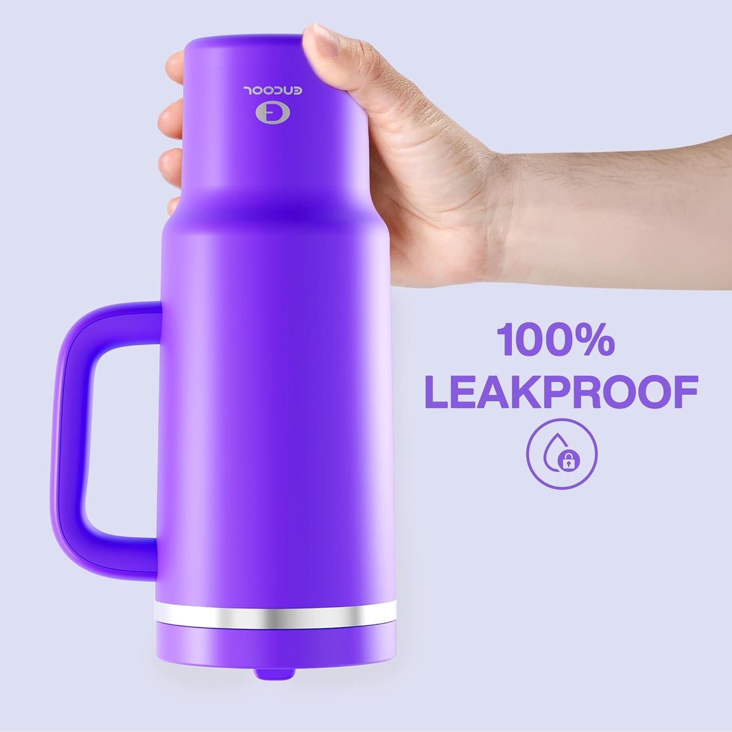 40 oz Tumbler with Handle and Straw: Stainless Steel Insulated Tumbler Keeps Cold for 24 Hours, Leakproof Travel Cup Fits in Cup Holder and BPA-Free,Violet