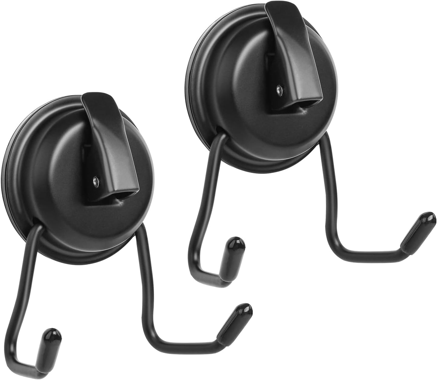 Stainless Still Suction Cup Hooks for Shower, Bathroom, Kitchen, Glass Door, Mirror, Tile – Loofah, Towel, Coat, Bath Robe Hook Holder,(2-PCS), Matte Black