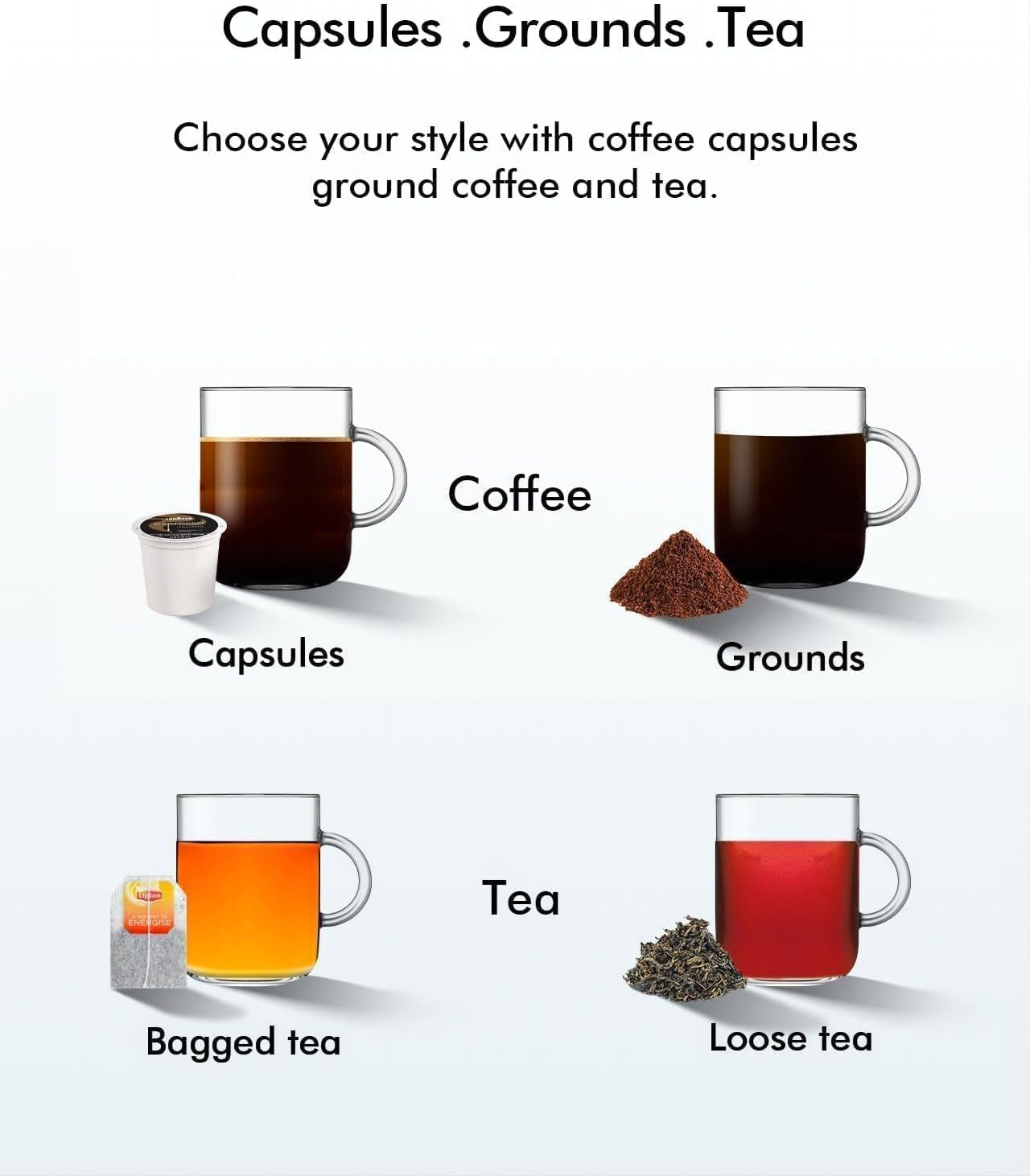 Single Serve Coffee Maker - 3-in-1 K Pod Coffee Machine, Ground, Leaf Tea, 50oz Reservoir, Red