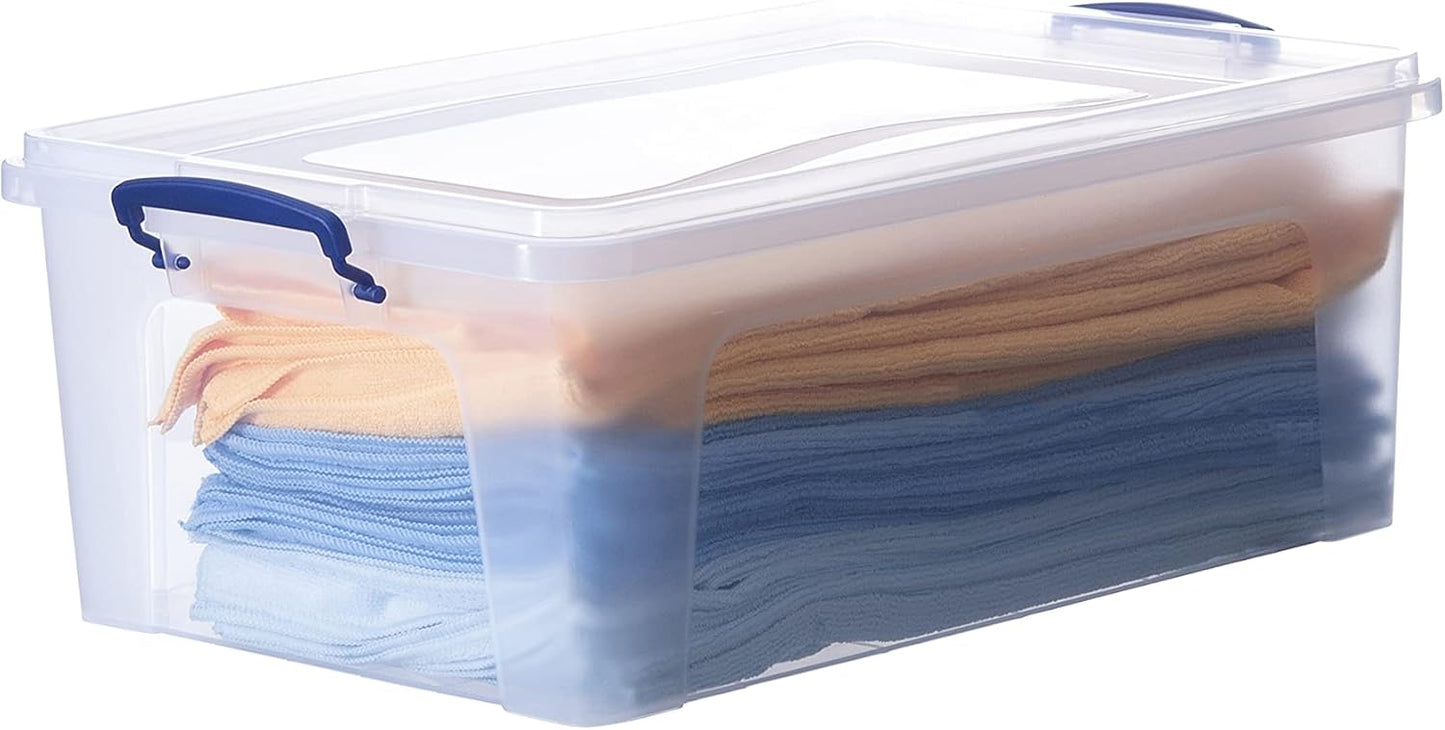 Superio Clear Storage Box with Lid, 22 Quart Plastic Container Bins for Organizing, Stackable Crate, Storage Bin Organizer for Home, Office, School, and College