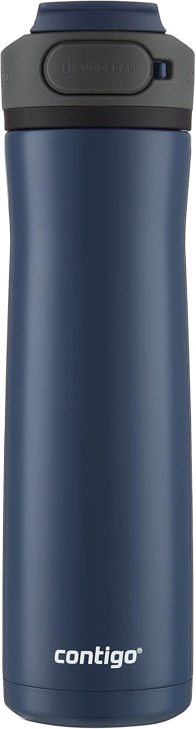 Contigo Cortland Chill 2.0 Blueberry Stainless Steel Water Bottle Vacuum-Insulated Spill-Proof Lid 24oz Ideal for Hot or Cold Drinks Interchangeable Lid Perfect for Kids & Adults