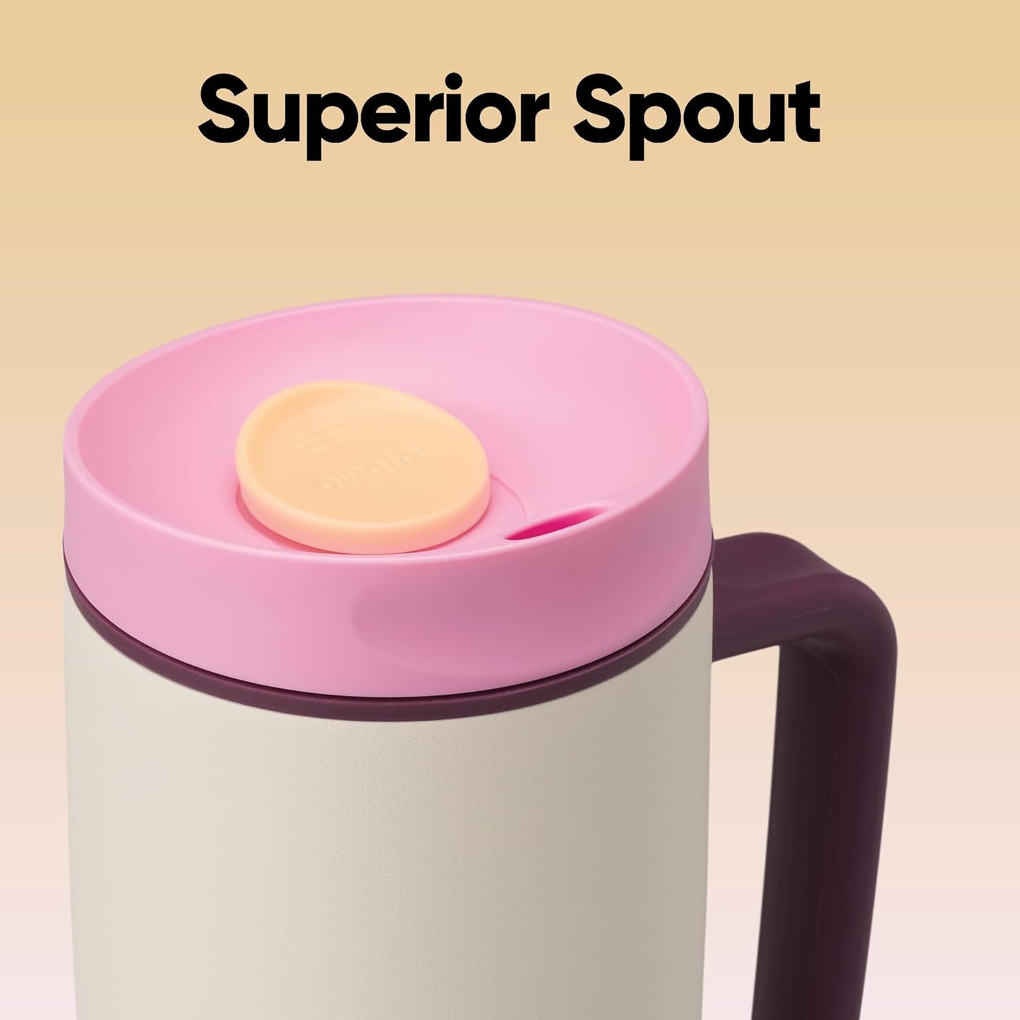 Owala SmoothSip Slider Stainless Steel Insulated Travel Mug, 100% Leak Proof, For Hot and Cold Drinks, Travel Friendly with Sliding Lock Lid, 24 oz, BPA Free, Leak Proof, Pink/Tan (Daybreak)
