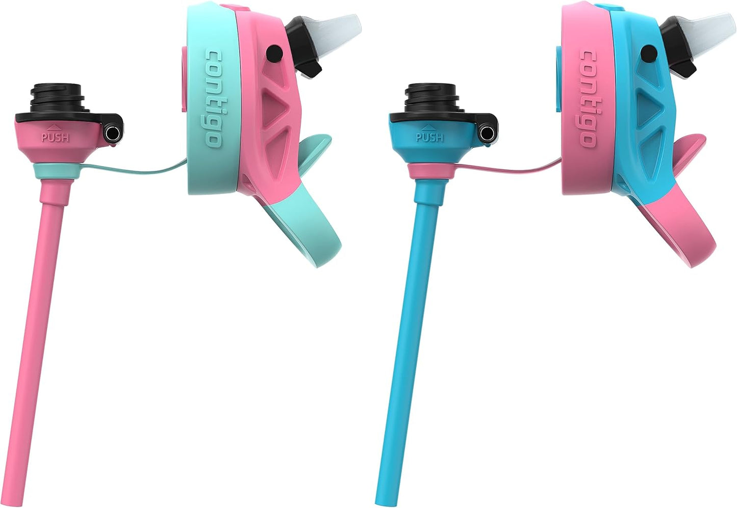 Contigo Aubrey Kids Dinos & Sharks Cleanable Water Bottle with Silicone Straw Spill-Proof Lid Dishwasher Safe 14oz 2-Pack (Pack of 4)