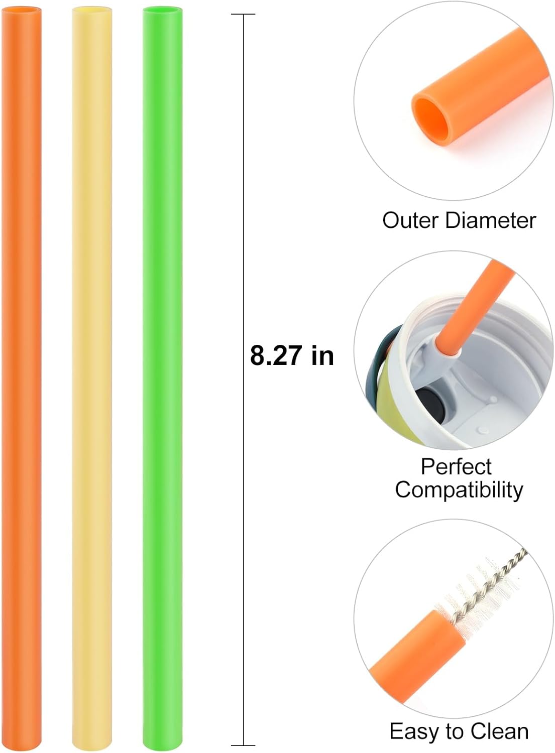 Straws Replacement Compatible with Owala Freepsip 24oz,32oz Water Bottle,Replacement Parts For Owala Free Sip Sway 30 oz,Include 6 BPA-FREE Straws and 1 Cleaning Brush
