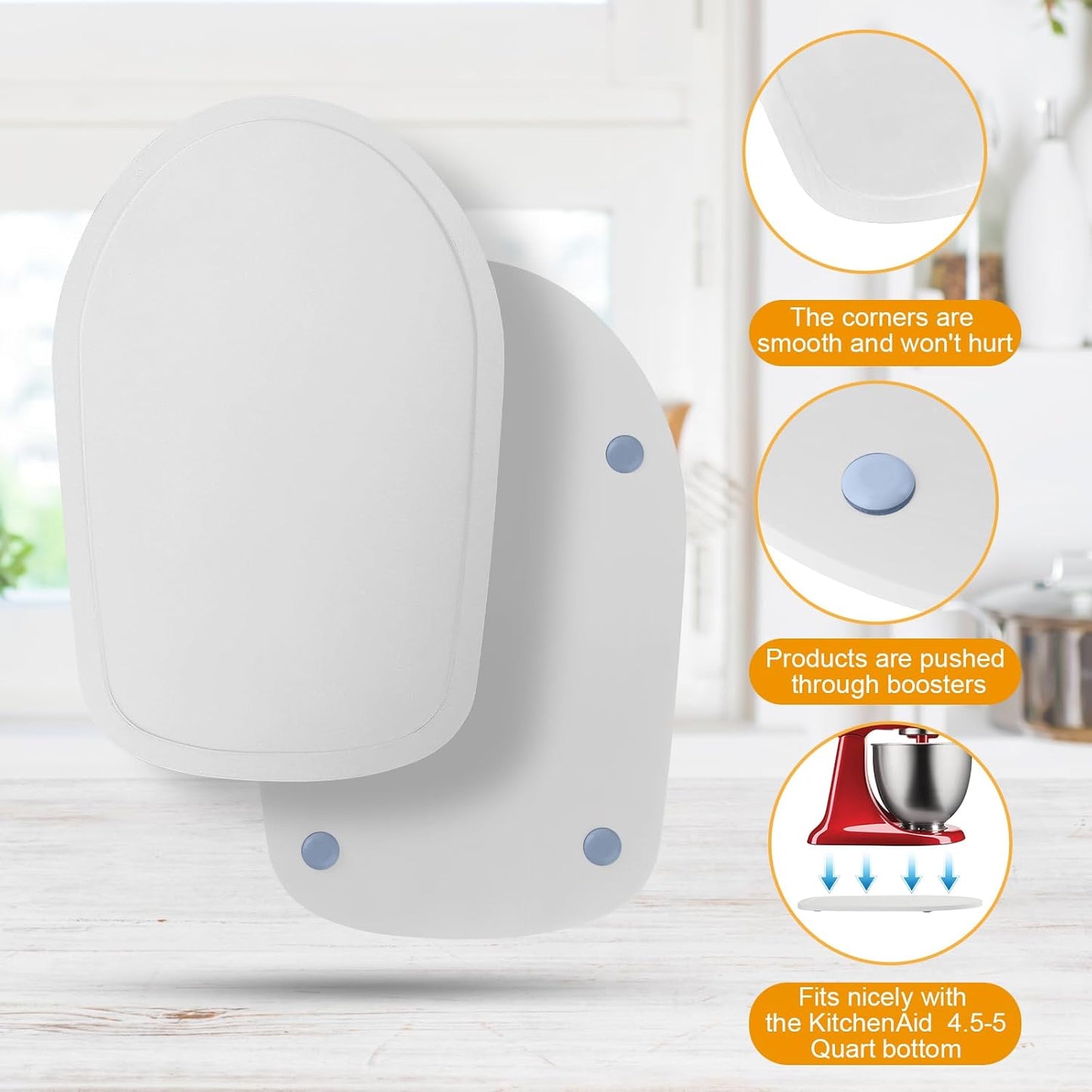 Compatible with Kitchen aid 4.5-5 Qt Bamboo Mixer Slider - Appliance Slider for Tilt Head Kitchen aid Stand Mixer, Kitchen Countertop Storage Mover Sliding Tray for Kitchen aid 4.5-5 Qt White