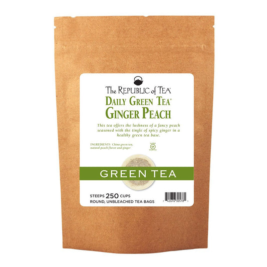 The Republic of Tea, Flavored Green Tea, Ginger Peach, 250 Teabags, Gluten-Free, High Caffeine
