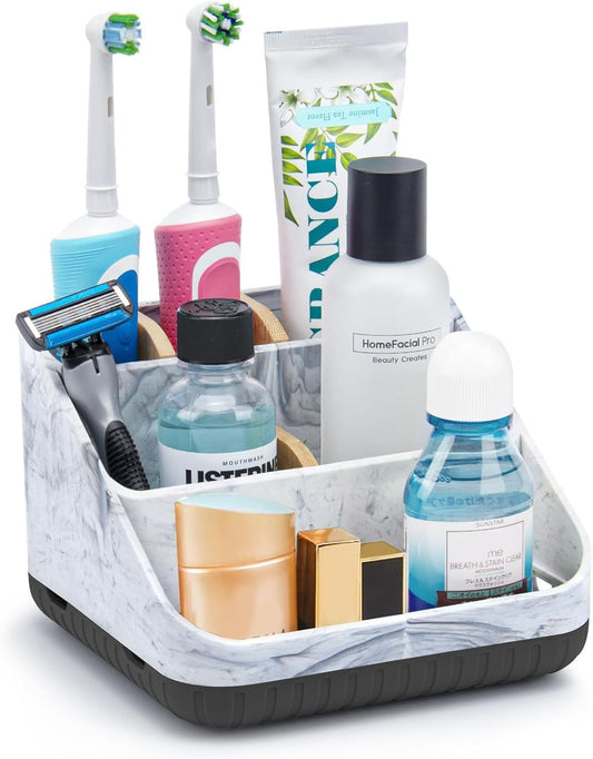 Chintu Toothbrush Holders for Bathroom Counter Organizer - 6 Slots Kids Tooth Brushing Holder Rustic Toothbrush and Toothpaste Holder for Vanity Organization Farmhouse Electric Toothbrush Caddy Black