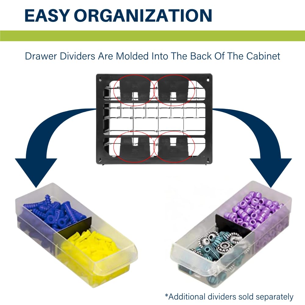 Akro-Mils 64-Drawer Plastic Storage Cabinet, 20-Inch W x 6-Inch D x 16-Inch H | Black | Model 10164 | Garage Organization